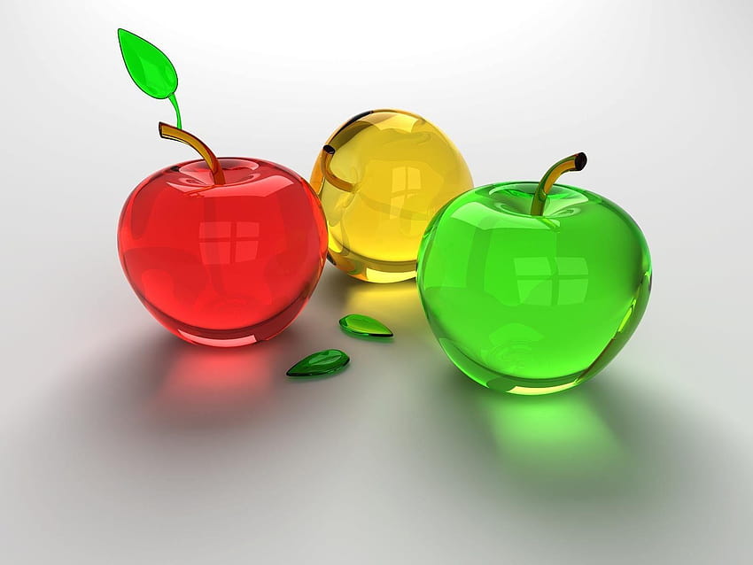 3 Dimensional: 3D Glass Apples, nr. 54441 by visionFez, new 3d for HD wallpaper