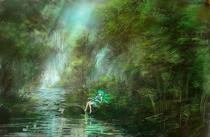 lm7 Touhou Cirno Girls Nature Forests river Pictorial art, forest maiden HD wallpaper
