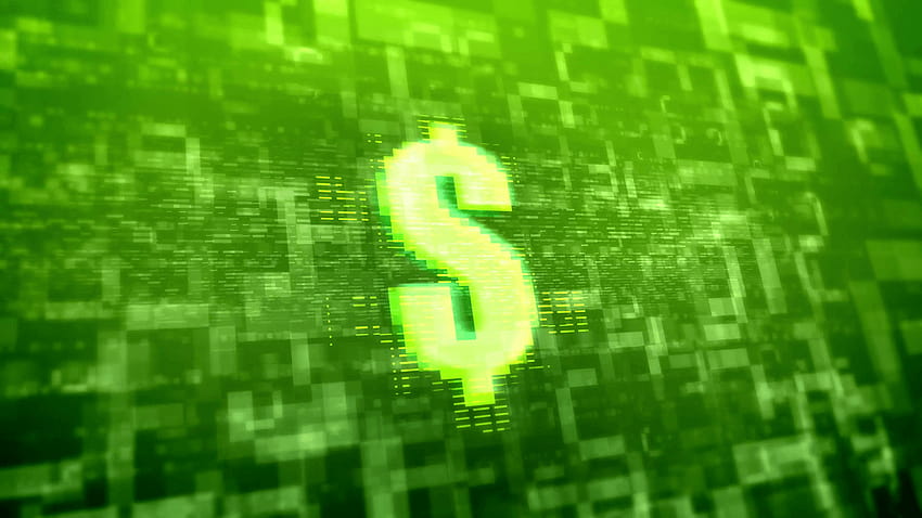 Latar belakang tanda dolar berwarna hijau. Konsep teknologi bisnis, simbol dolar Wallpaper HD