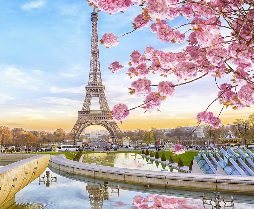 에펠 탑, ecopetit.cat의 주식, 봄 파리 HD 월페이퍼