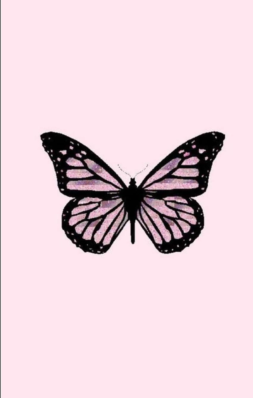 Lista rosa de mariposa estética, estética de mariposa rosa fondo de pantalla del teléfono
