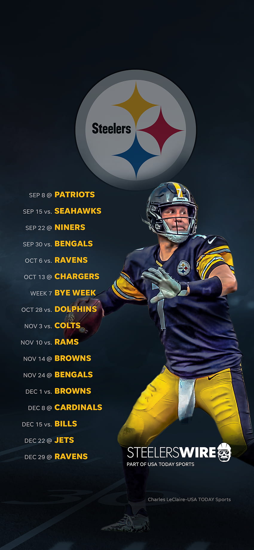 2019 Pittsburgh Steelers 일정: 가능한 선수, 등번호 14번 HD 전화 배경 화면