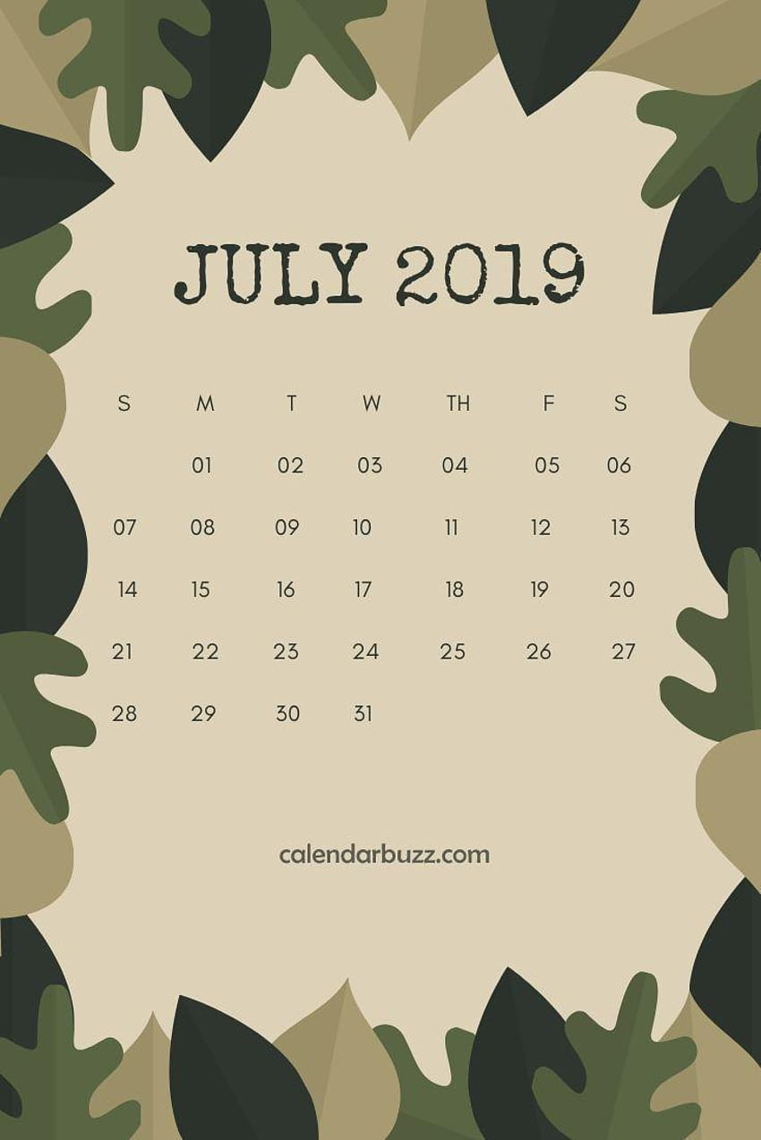 July 2019 iPhone Calendar, july 2019 calendar HD phone wallpaper