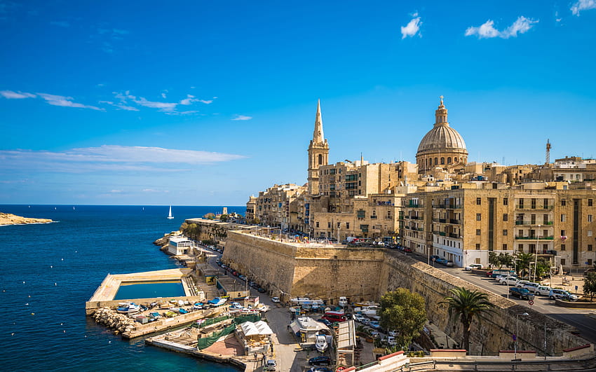 Valletta, capitale di Malta, Grand Harbour, vecchia Sfondo HD