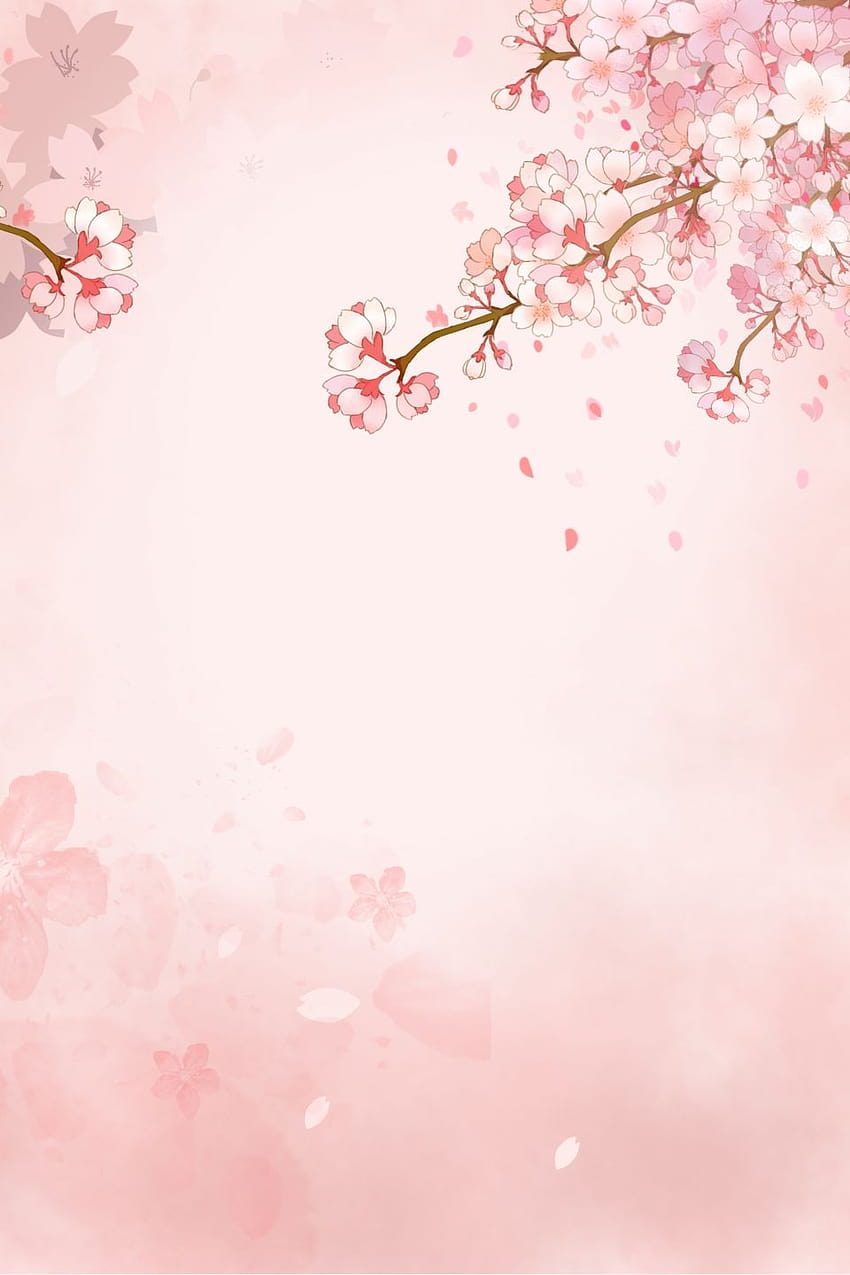 Розови акварелни фонове с красиви прасковени цветя HD тапет за телефон