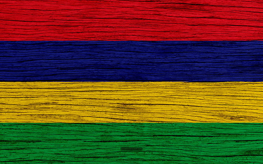 Flag of Mauritius, Africa, wooden texture, mauritius flag HD wallpaper