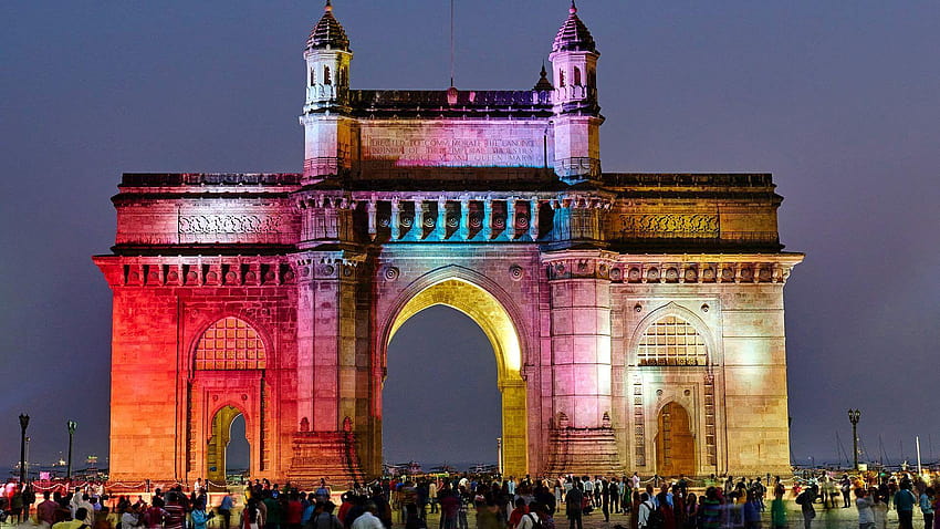 Индия, хора, Мумбай, Портата на Индия, архитектура » Град, нощта на портата на Индия HD тапет