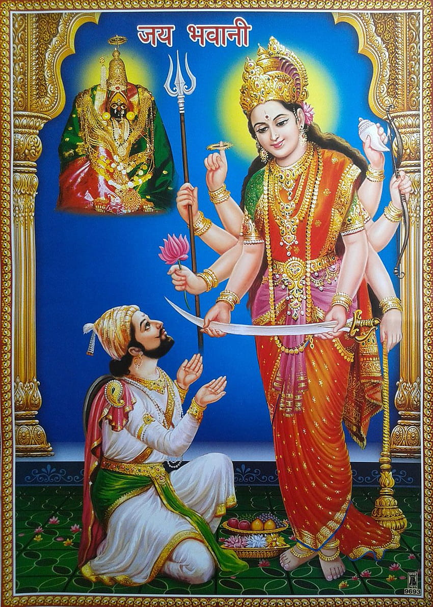 Durga Maa Bhavani dà la spada a Shivaji Sivaji Sfondo del telefono HD