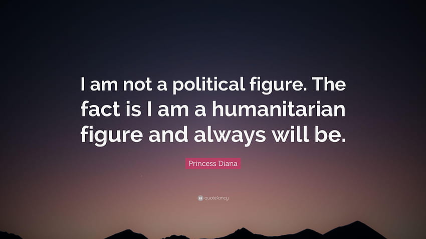 Księżna Diana cytat: „Nie jestem postacią polityczną. Faktem jest, że jestem humanistą Tapeta HD