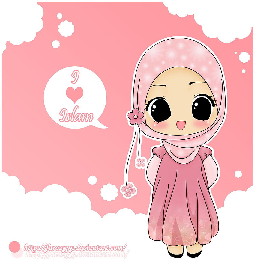 Hijab-Karikatur mit Zitaten. ZitateGram, süßes Hijab-Anime-Mädchen HD-Handy-Hintergrundbild