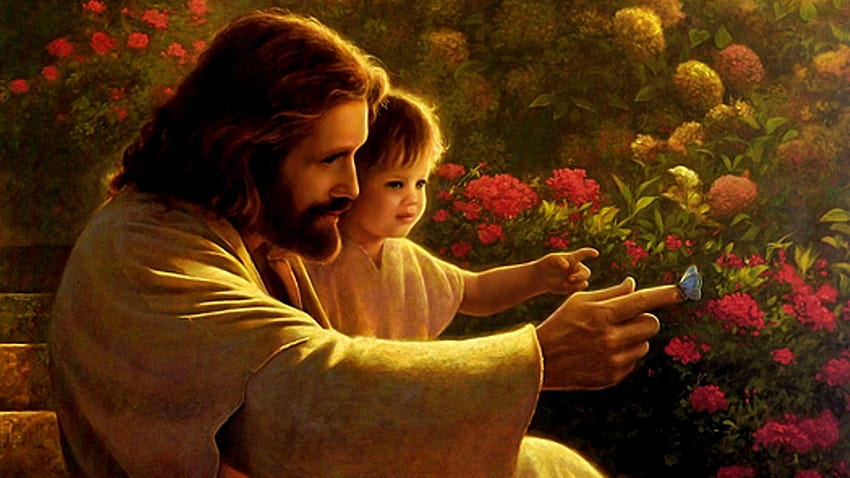 Исус с момиченце, Исус и дете HD тапет