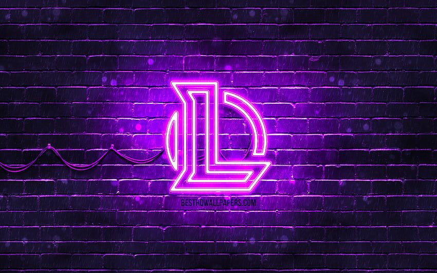 League of Legends violet logo, LoL, violet brickwall, League of Legends logo, 2020 games, League of Legends neon logo, League of Legends, LoL logo with resolution 3840x2400 HD wallpaper