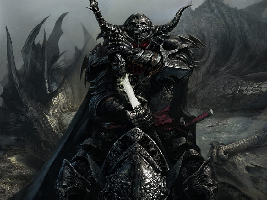 dark dragons fantasy art warriors swords legend of the cryptids, dark warriors HD wallpaper