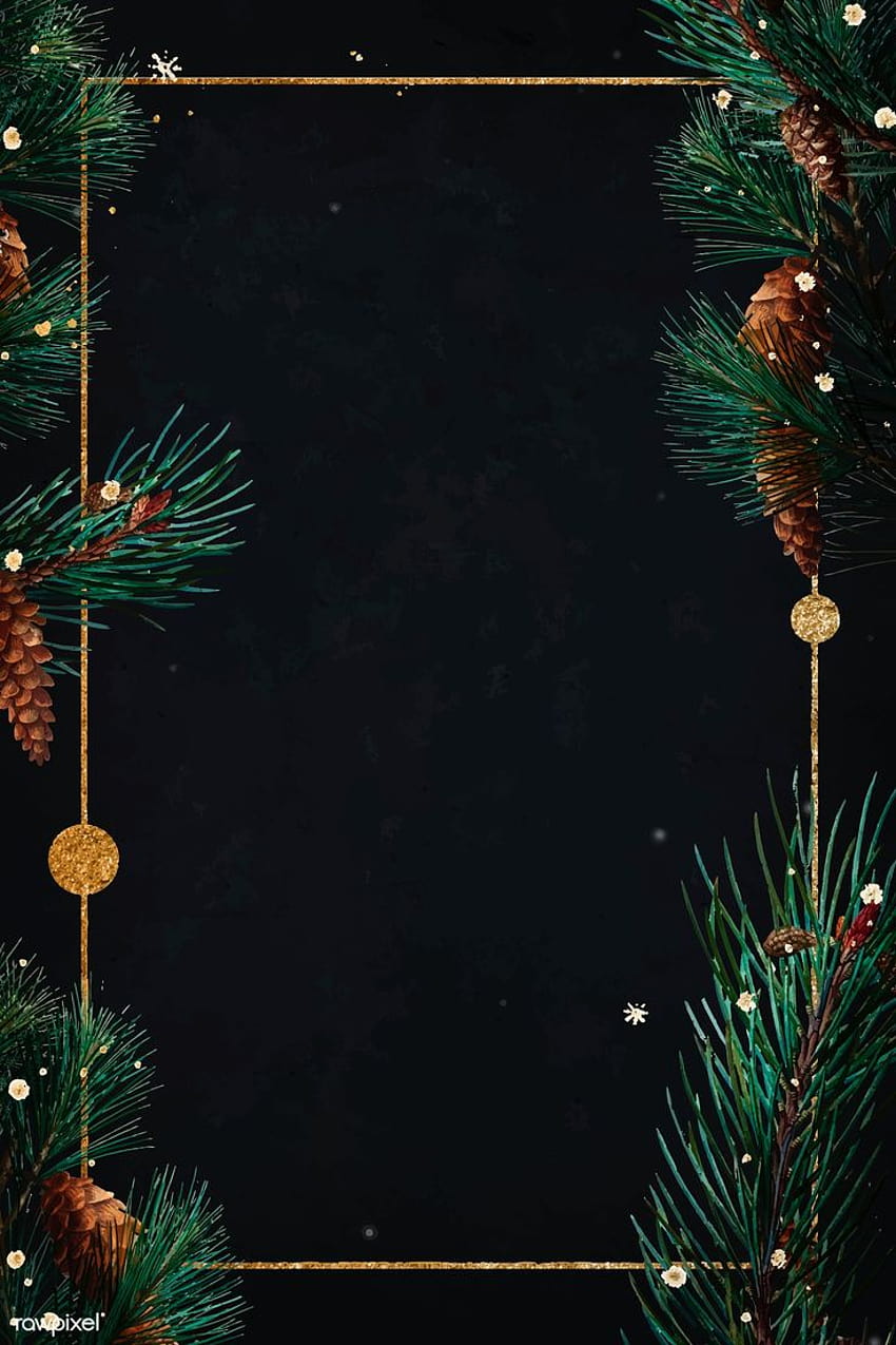 Blank golden rectangle Christmas frame vector, christmas poster template HD phone wallpaper