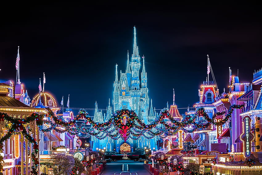 Disney Magic Kingdom Christmas, castle disney christmas HD wallpaper