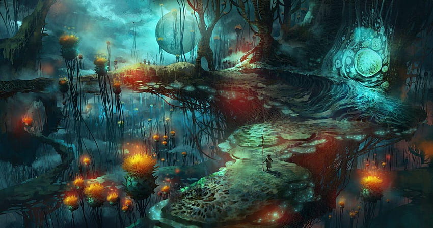 Mushroom magic mushrooms fantasy art, psychedelic mushrooms HD wallpaper