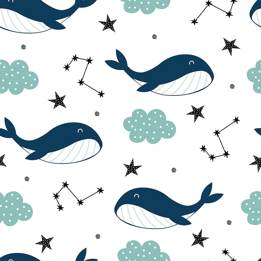 Paus biru dengan latar belakang kartun lucu langit dan bintang. Desain yang digunakan untuk tekstil, gaya pakaian, cetakan, ilustrasi vektor. 4505710 Seni Vektor di Vecteezy, ikan paus lucu wallpaper ponsel HD