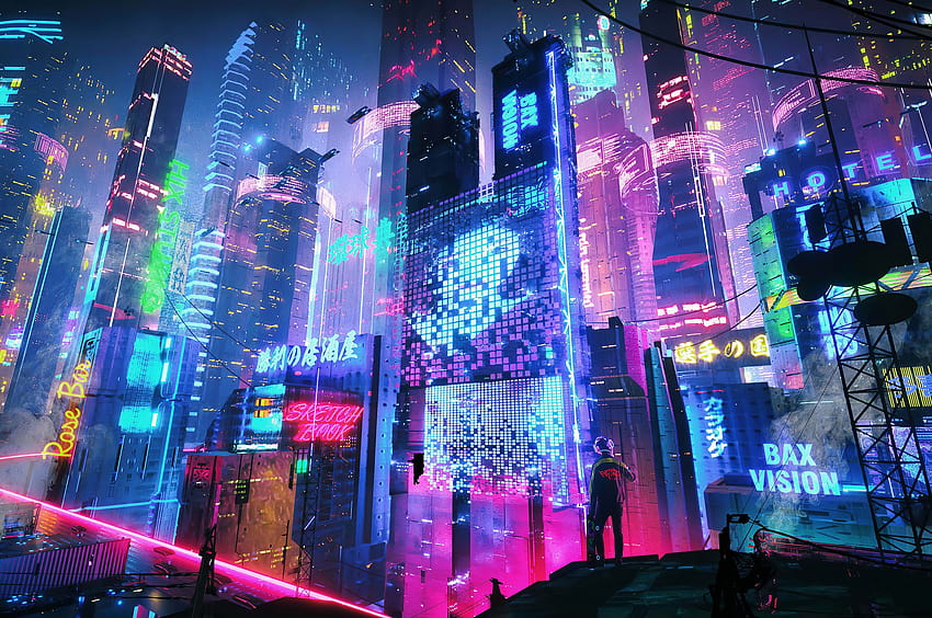2560x1700 Colorful Neon City Chromebook Pixel , Backgrounds, and, neon pixel HD wallpaper