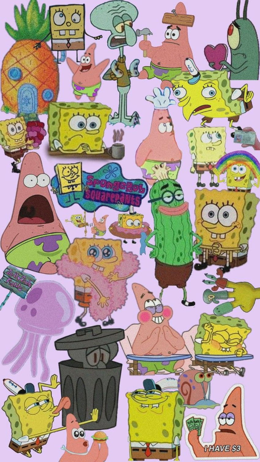 SpongeBob, Schwammkopf-Collage HD-Handy-Hintergrundbild
