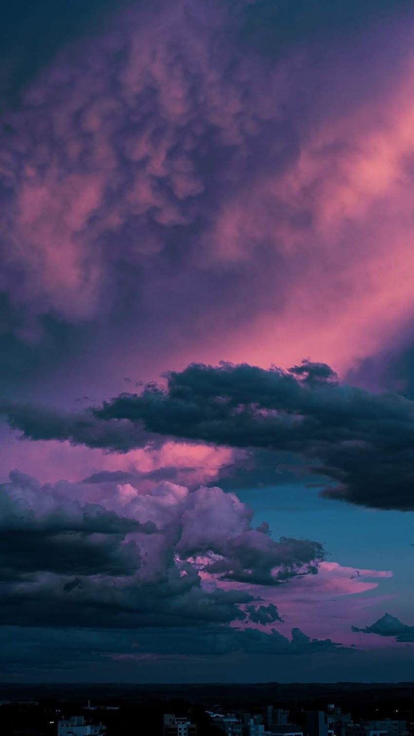 2020년 하늘의 먹구름, 짙은 보라색 미적 풍경 HD 전화 배경 화면