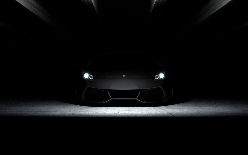 Lamborghini Reflektory w ciemności panoramiczny Tapeta HD