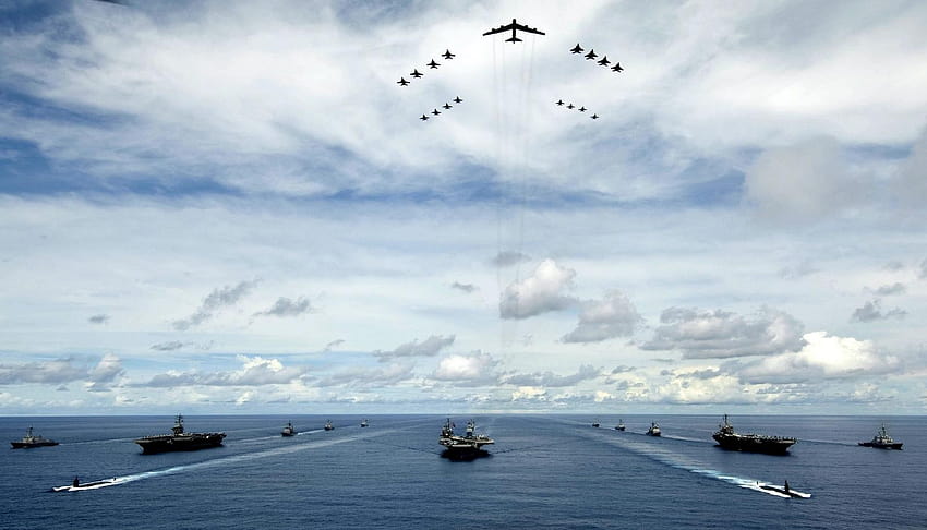 : navio, mar, céu, veículo, guerra, avião, costa, horizonte, aeronave militar, submarino, ártico, frota, nuvem, oceano, onda, Atmosfera da terra 1600x914, Frota do céu papel de parede HD