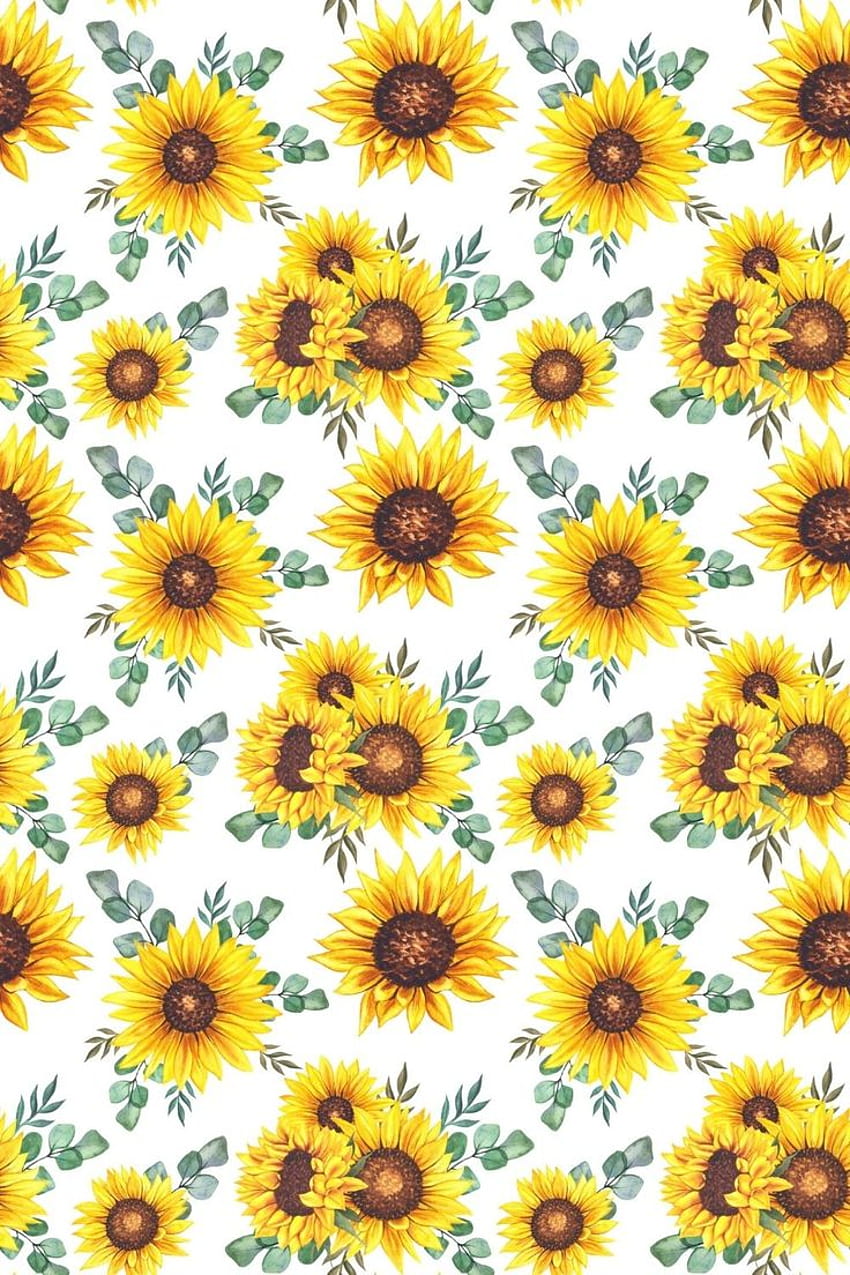 Watercolor Sunflower DIGITAL PAPER JPG Seamless, sunflower cartoon HD phone wallpaper