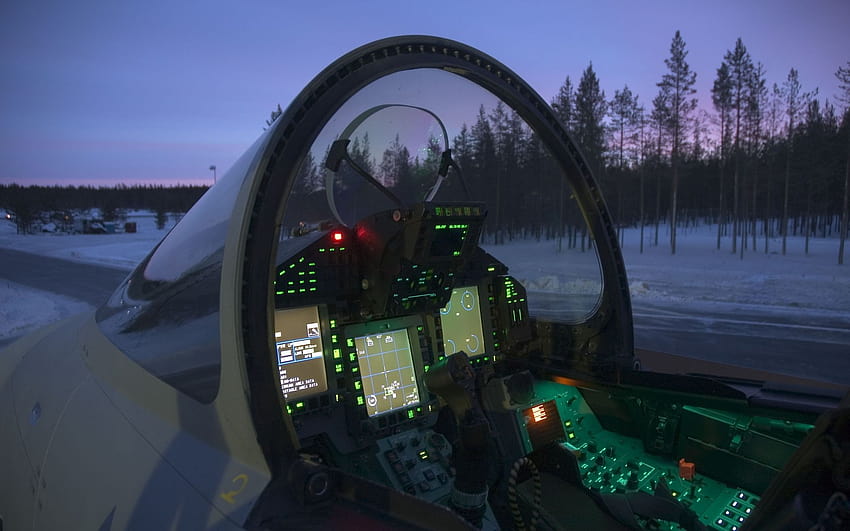 computador, Eurofighter Typhoon Cockpit Interior Night View, cockpit de jato de combate papel de parede HD