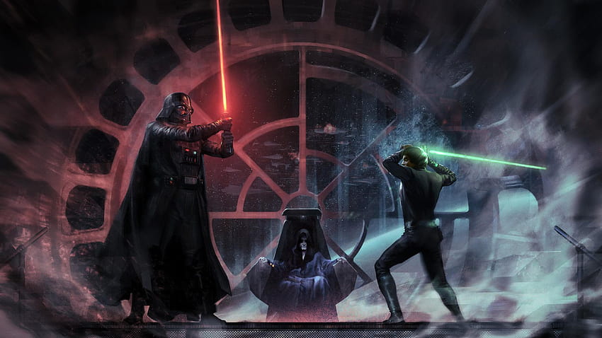 3840x2160 Luke Skywalker vs Darth Vader Emperor Palpatin HD wallpaper