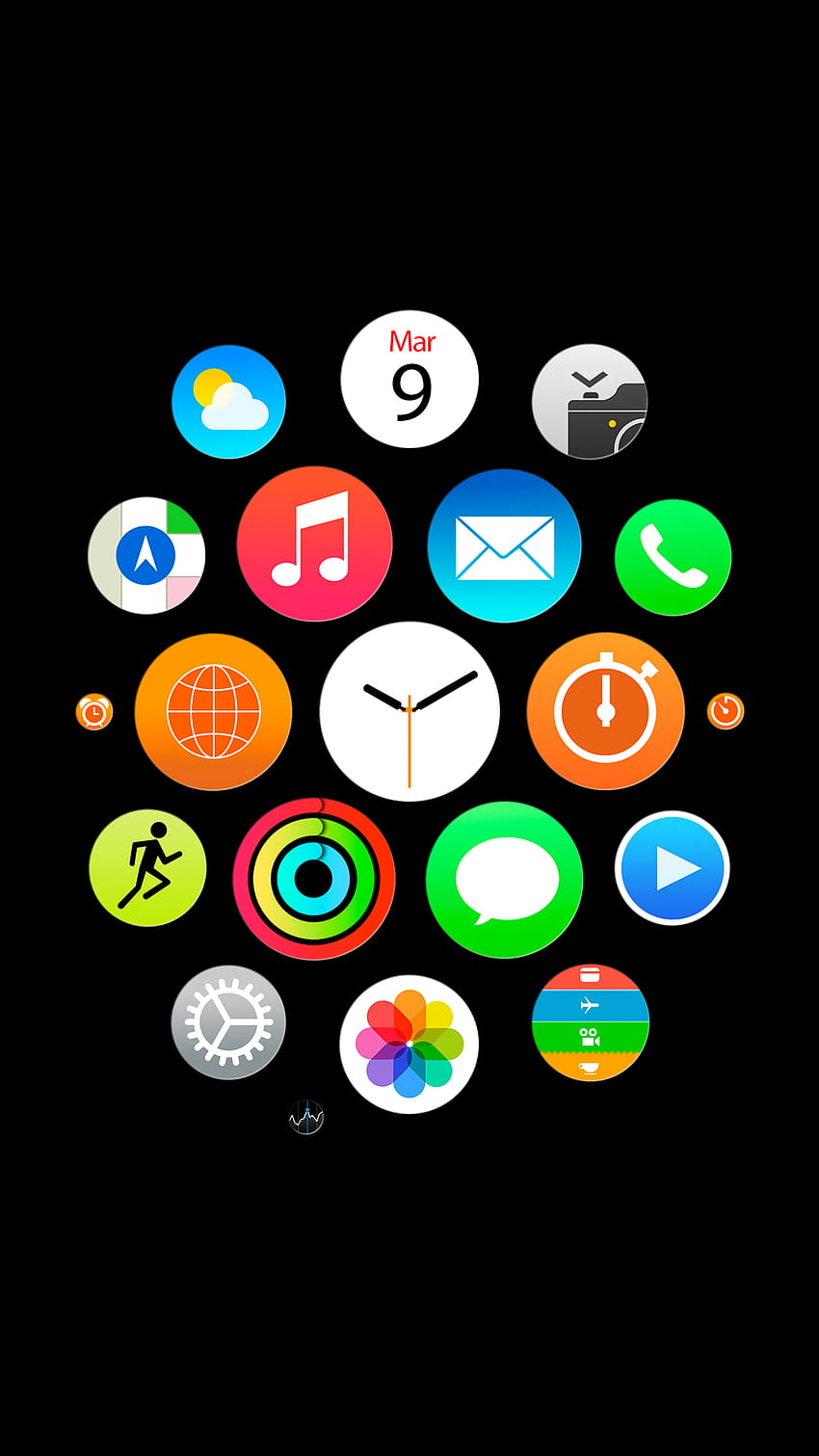 Icônes de l'application Apple Watch pour iPhone, iPad et icônes Apple iPhone Fond d'écran de téléphone HD