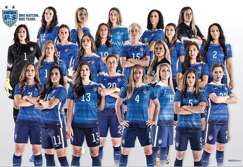 Плакат на женския национален отбор по футбол на САЩ 2015 A Mighty, женски национален отбор по футбол на Съединените щати HD тапет