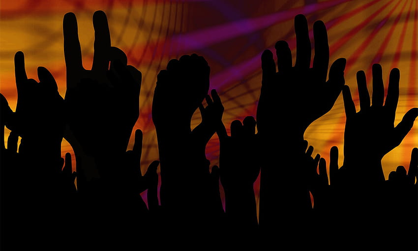 Silhouette Hands in a Musical Crowd, cheering crowd HD wallpaper