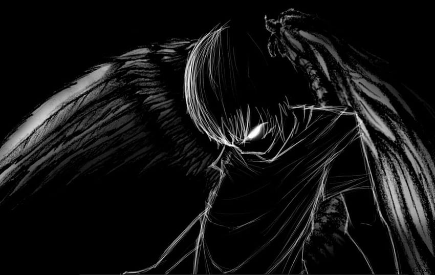 dark anime angel boy