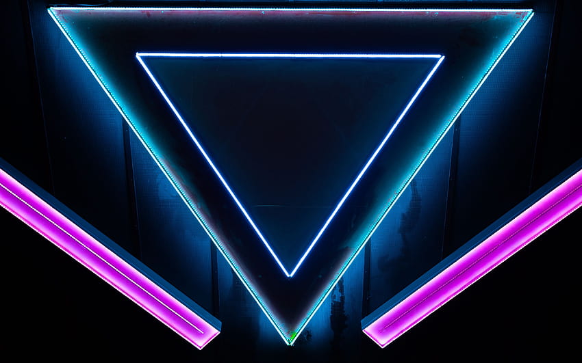 3840x2400 neon, bentuk, segitiga ultra 16, segitiga neon bercahaya Wallpaper HD