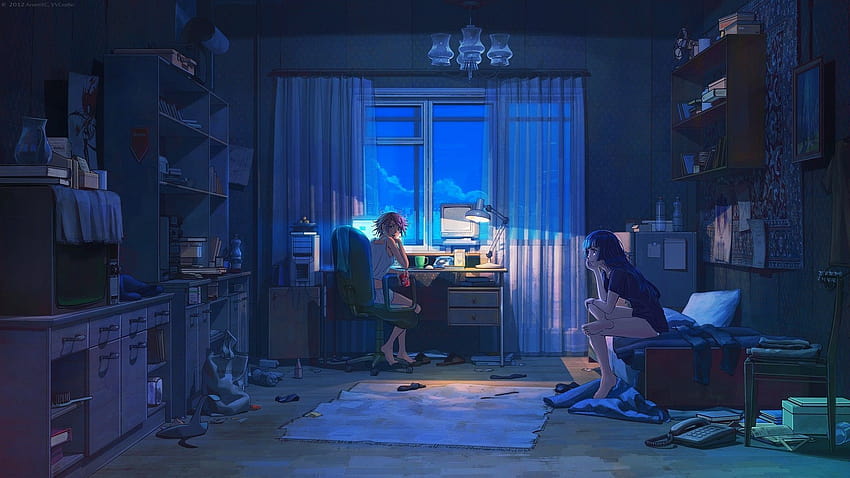 1920x1080 Anime, anime bedroom scenery HD wallpaper