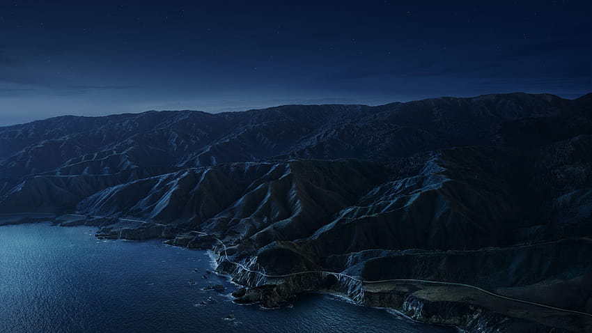 Big Sur, Góry, Noc, Ciemność, macOS, Stock, Kalifornia, Natura Tapeta HD