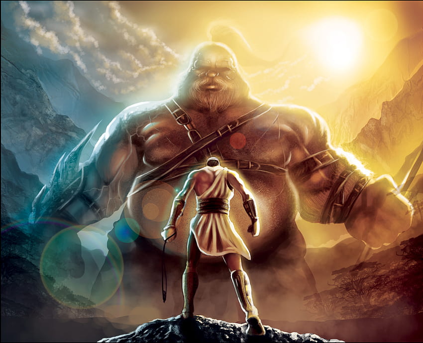 Biblia de dibujos animados de David y Goliat, rey David fondo de pantalla