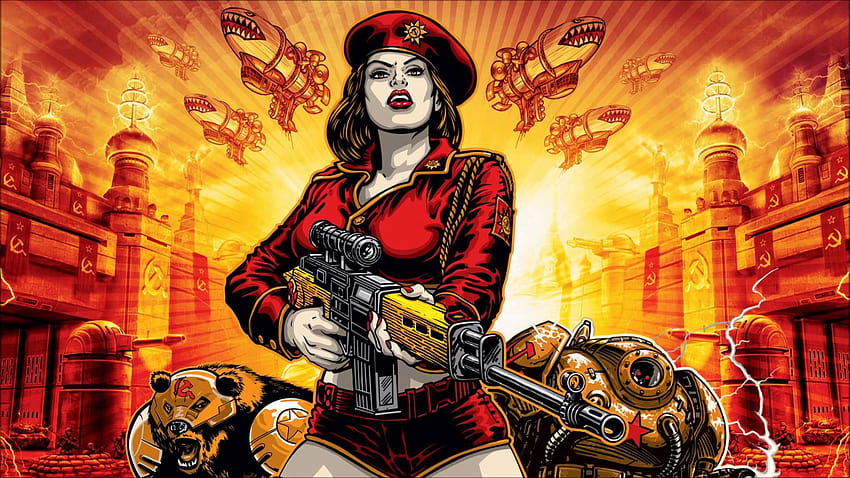 : USSR, gun, hammer and sickle, communism, Command Conquer Red Alert 3 1920x1080 HD wallpaper