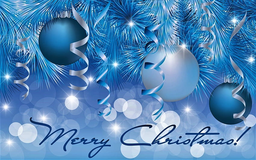 Holiday Christmas Christmas Ornaments Blue White Ribbon Merry Christmas Wall…, christmas blue and white HD wallpaper