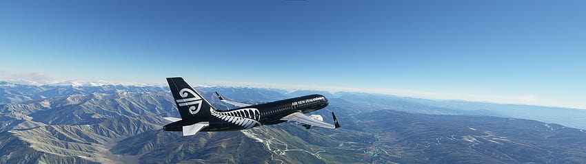 : flight simulator, airbus a320, aircraft, airplane, New Zealand 5120x1440, air new zealand HD wallpaper