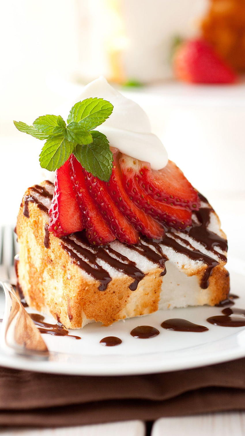 food cake with nutella drizzle berries mascarpone cream HD phone wallpaper