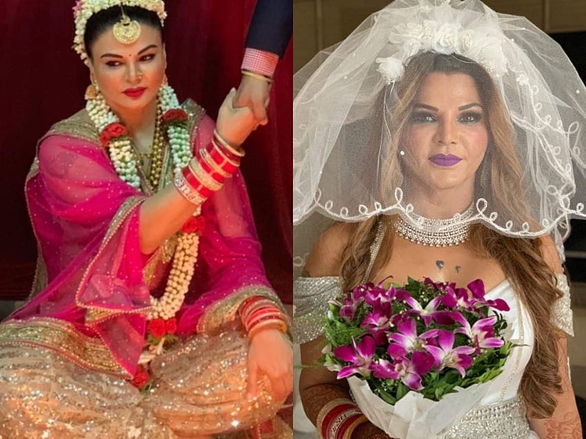 Rakhi Sawant shares unseen from her secret wedding without husband; a fan jokes 'khud se shaadi ki hai kya?' HD wallpaper