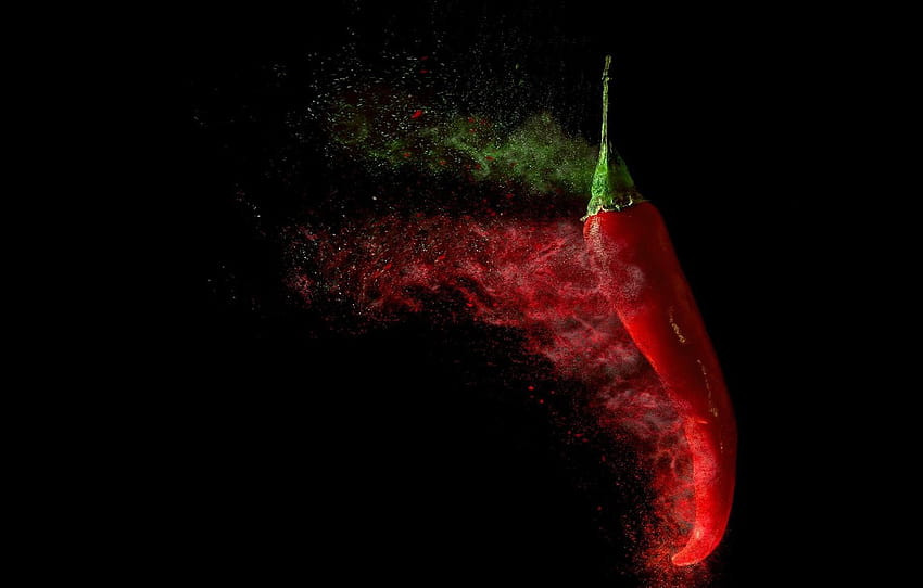 food, pepper, black background, red pepper , section еда, peppers HD wallpaper