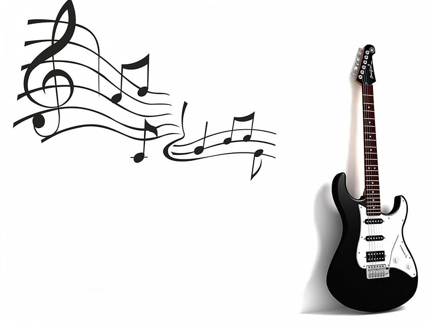 White Music Guitar Mobile, black and white of guitar HD wallpaper