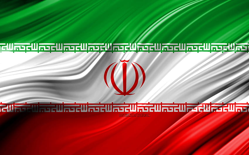 Bandeira iraniana, Países asiáticos, 3D ondas, Bandeira do Irã, símbolos nacionais, Irã 3D bandeira, arte, Ásia, Irã com resolução 3840x2400. Alta qualidade, bandeira do Irã papel de parede HD