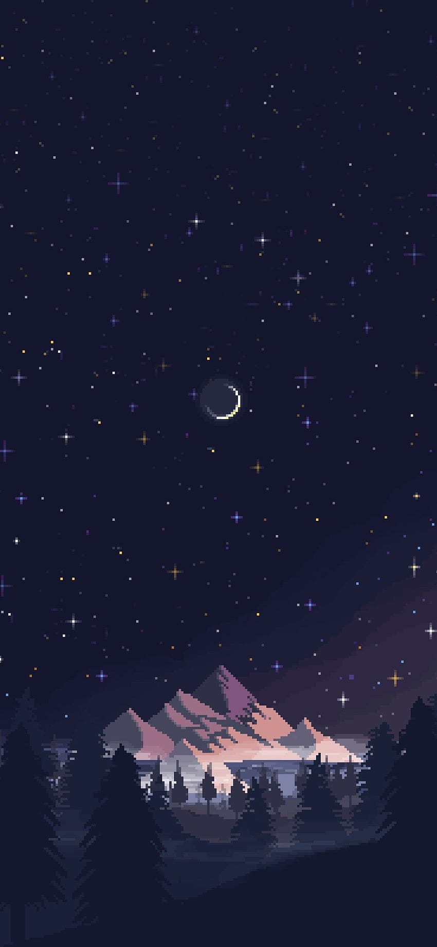 Pixel Art Night Wygaszacze ekranu Huawei Enjoy 9E ⋆ Traxzee, minimalna noc Tapeta na telefon HD