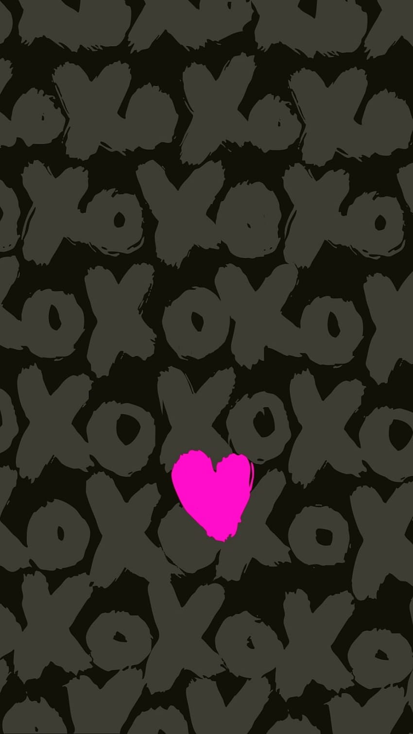 XOXO Valentines Love Heart Czarny Szary, szare serce Tapeta na telefon HD