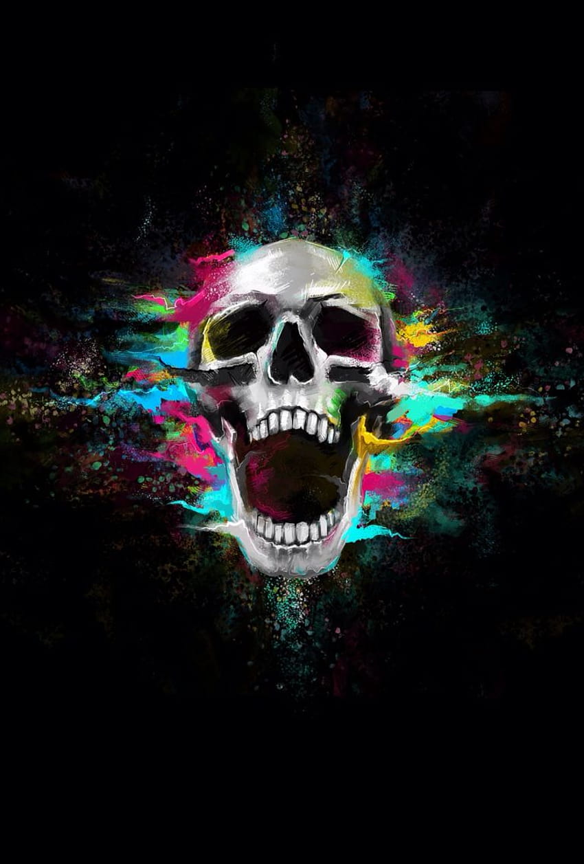 rainbow skulls HD phone wallpaper