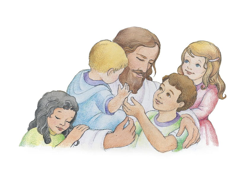 Artwork of Jesus Christ, jesus with children HD wallpaper