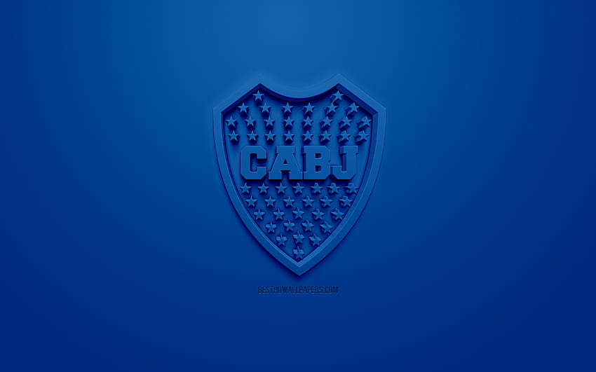 Boca Juniors, 독창적인 3D 로고, 파란색 배경, 3d 엠블럼, 아르헨티나 축구 클럽, Superliga Argentina, Buenos Aires, Argentina, 3d 아트, Primera Division, 축구, First Division, 세련된 3d 로고, boca jr HD 월페이퍼
